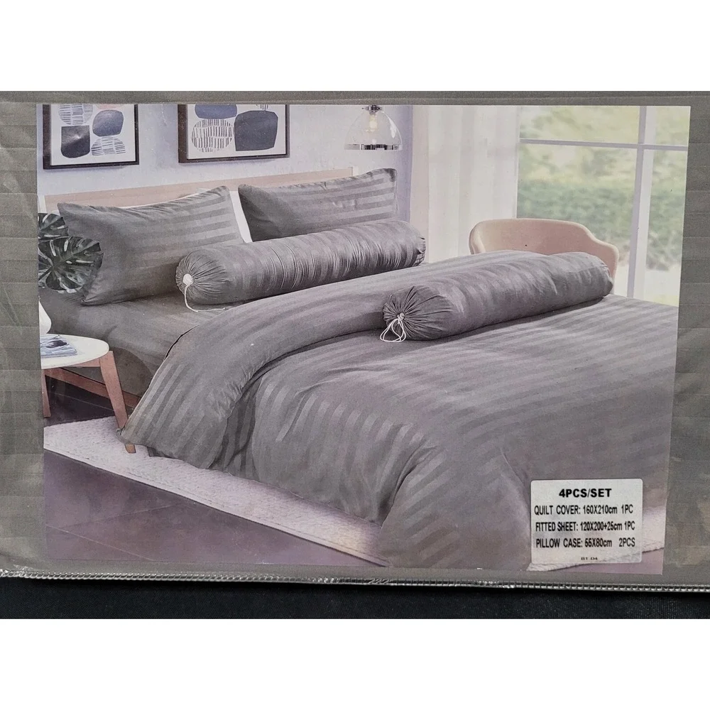 Italian Fashion Queen Size Duvet Cover Set 6 Pc Design #D8133-6 Gray